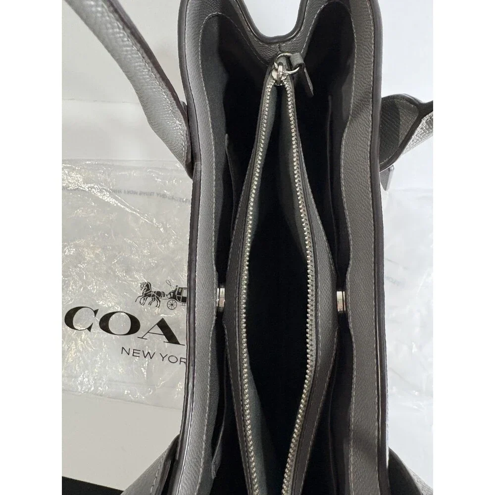 COACH Casey F31474 Tote Bag Purse Gray Durable Crossgrain Leather Large Logo